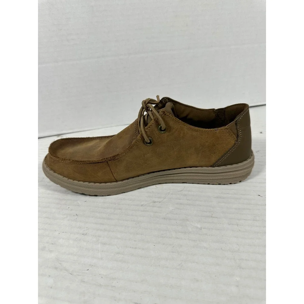 Skechers‎ Mens Relaxed Fit Memory Foam Leather Moc Toe Shoes Brown 210107 Size 8